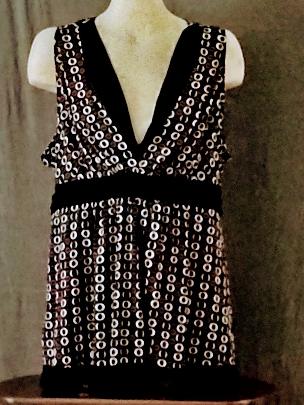 Studio 1940 Black, Red, and White Patterned Top